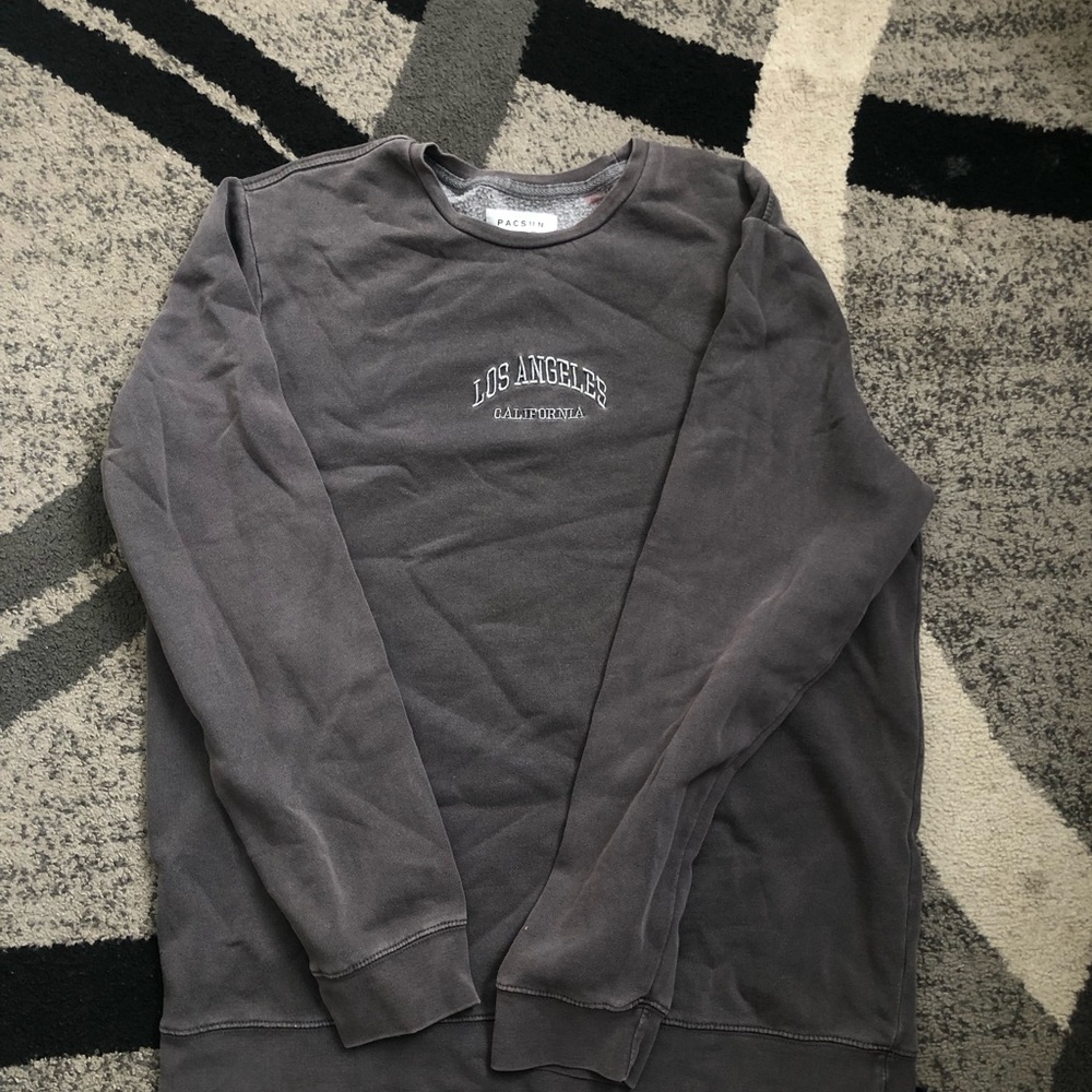 PacSun Gray Fleece-Lined Crewneck Sweatshirt